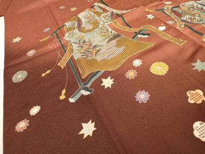 平和屋着物▼訪問着 刺繍 几帳舞花文 暈し染 金彩 正絹 逸品 DABF2085fe