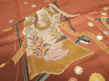平和屋着物▼訪問着 刺繍 几帳舞花文 暈し染 金彩 正絹 逸品 DABF2085fe