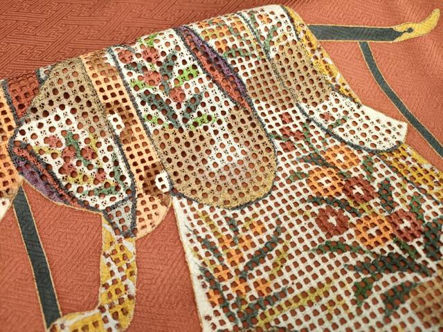 平和屋着物▼訪問着 刺繍 几帳舞花文 暈し染 金彩 正絹 逸品 DABF2085fe