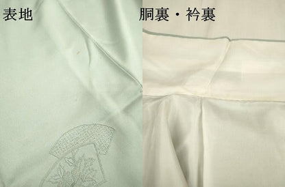 平和屋着物▼中国三大刺繍 相良刺繍 総刺繍 訪問着 地紙花文 銀糸 千草鼠色 正絹 逸品 DABF2088fe