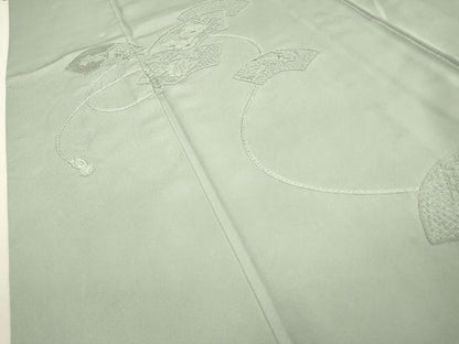 平和屋着物▼中国三大刺繍 相良刺繍 総刺繍 訪問着 地紙花文 銀糸 千草鼠色 正絹 逸品 DABF2088fe