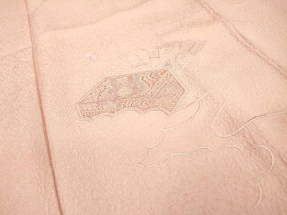 平和屋着物▼中国三大刺繍 スワトウ刺繍 汕頭刺繍 総刺繍 色留袖 檜扇文箱花文 正絹 逸品 DABF2089fe