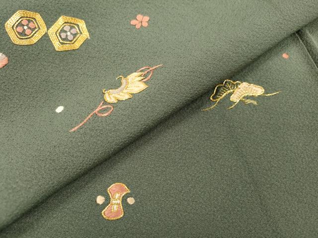 平和屋着物▼訪問着 駒刺繍 総刺繍 宝尽くし 金糸 正絹 逸品 DABF2091fe