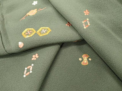平和屋着物▼訪問着 駒刺繍 総刺繍 宝尽くし 金糸 正絹 逸品 DABF2091fe