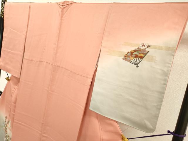 平和屋着物▼訪問着 刺繍 束ね熨斗扇面花文 暈し染 金糸 正絹 逸品 DABF2096fe