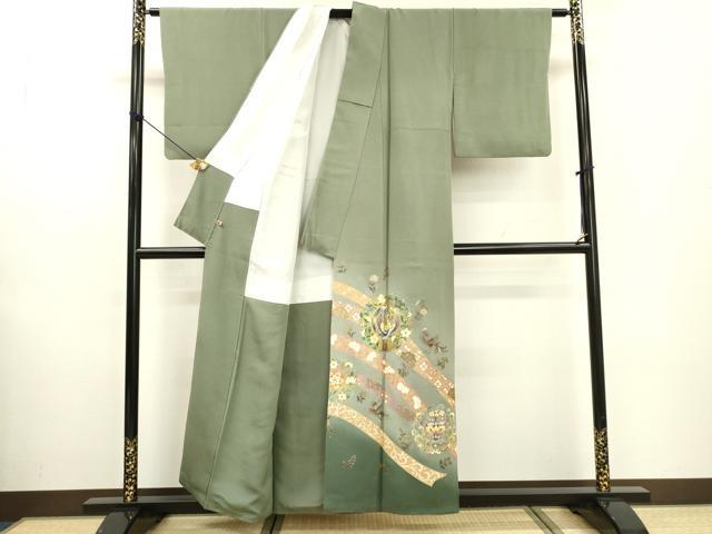 平和屋着物▼金彩友禅作家 木村桂友 色留訪問着 吉祥螺鈿 鳳凰花唐草文 暈し染 金彩 さが美扱い 正絹 逸品 DABF2111fe