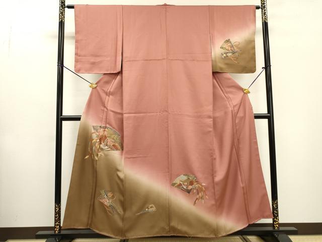 平和屋着物▼中国三大刺繍 スワトウ刺繍 汕頭刺繍 相良刺繍 総刺繍 訪問着 扇面鳳凰花文 暈し染 金彩 正絹 逸品 未使用 DABF2121fe