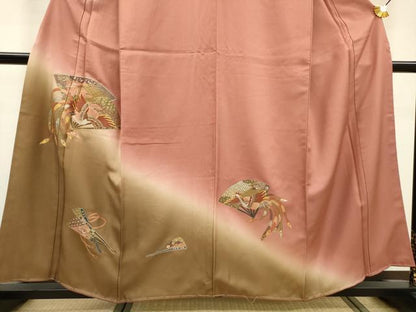 平和屋着物▼中国三大刺繍 スワトウ刺繍 汕頭刺繍 相良刺繍 総刺繍 訪問着 扇面鳳凰花文 暈し染 金彩 正絹 逸品 未使用 DABF2121fe