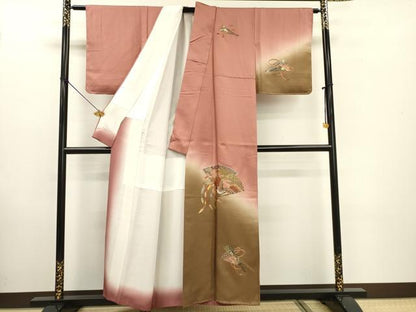 平和屋着物▼中国三大刺繍 スワトウ刺繍 汕頭刺繍 相良刺繍 総刺繍 訪問着 扇面鳳凰花文 暈し染 金彩 正絹 逸品 未使用 DABF2121fe