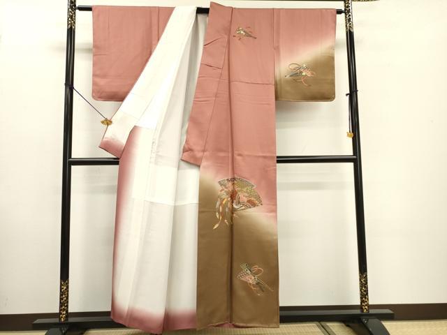 平和屋着物▼中国三大刺繍 スワトウ刺繍 汕頭刺繍 相良刺繍 総刺繍 訪問着 扇面鳳凰花文 暈し染 金彩 正絹 逸品 未使用 DABF2121fe