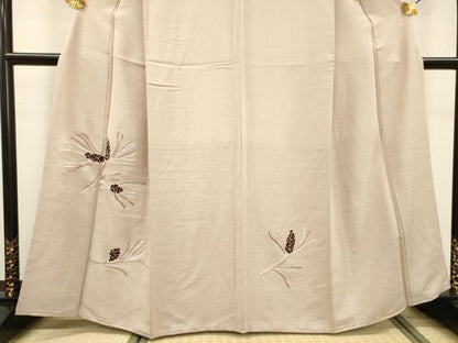 平和屋着物▼訪問着 総刺繍 松 松ぼっくり 正絹 逸品 DABF2129fe