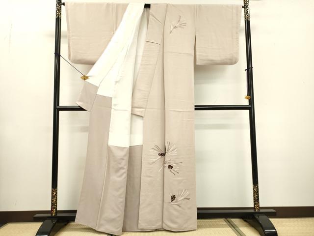 平和屋着物▼訪問着 総刺繍 松 松ぼっくり 正絹 逸品 DABF2129fe