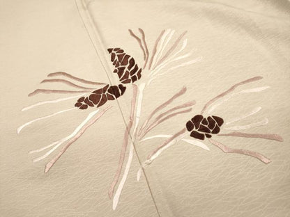 平和屋着物▼訪問着 総刺繍 松 松ぼっくり 正絹 逸品 DABF2129fe