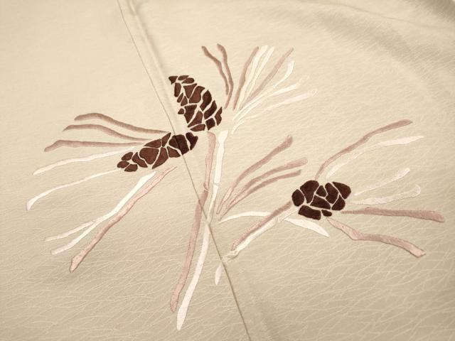 平和屋着物▼訪問着 総刺繍 松 松ぼっくり 正絹 逸品 DABF2129fe