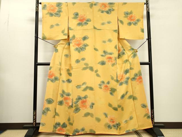 平和屋着物▼上質な小紋 地紋起こし 草花 暈し染 正絹 逸品 DABF2143fe