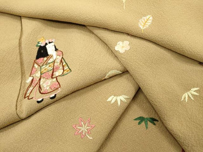 平和屋着物▼訪問着 総刺繍 人物花文 正絹 逸品 DABF2146fe