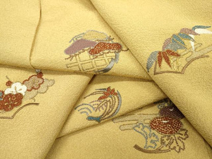 平和屋着物▼中国三大刺繍 相良刺繍 総刺繍 訪問着 松竹梅 金糸 正絹 逸品 DABF2148fe
