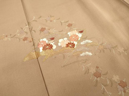 平和屋着物▼訪問着 駒刺繍 総刺繍 冊子花文 暈し染 金銀糸 正絹 逸品 DABF2149fe