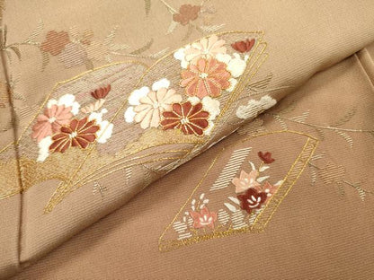 平和屋着物▼訪問着 駒刺繍 総刺繍 冊子花文 暈し染 金銀糸 正絹 逸品 DABF2149fe