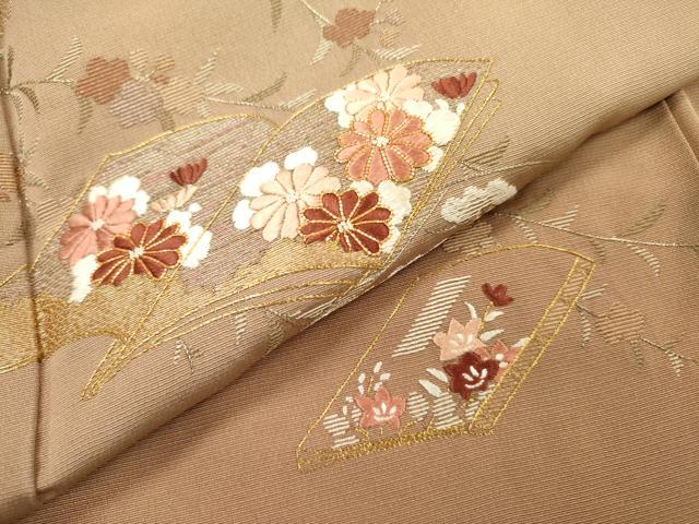 平和屋着物▼訪問着 駒刺繍 総刺繍 冊子花文 暈し染 金銀糸 正絹 逸品 DABF2149fe