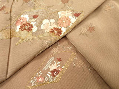 平和屋着物▼訪問着 駒刺繍 総刺繍 冊子花文 暈し染 金銀糸 正絹 逸品 DABF2149fe