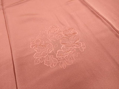平和屋着物▼無地絵羽訪問着 総刺繍 花丸文 退紅色 正絹 逸品 未使用 DABF2150fe