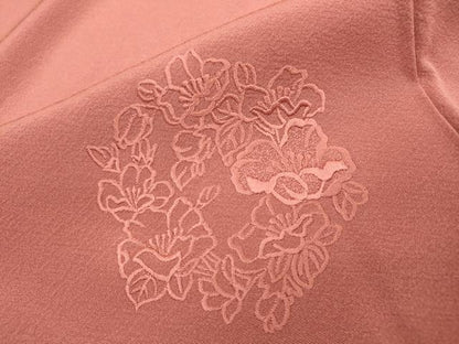平和屋着物▼無地絵羽訪問着 総刺繍 花丸文 退紅色 正絹 逸品 未使用 DABF2150fe