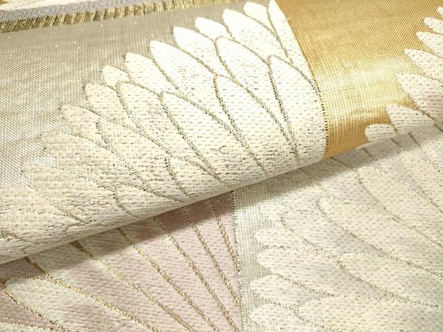平和屋着物▽六通柄袋帯 青海波亀甲花文 金銀糸 正絹