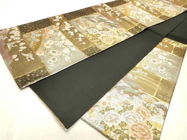 平和屋着物▼六通柄袋帯　唐織　天井蒔絵文　金銀糸　正絹　逸品　DABF2221fe