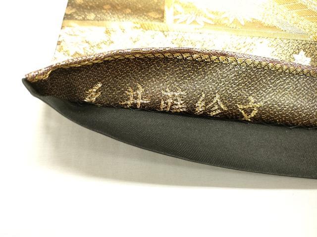 平和屋着物▼六通柄袋帯　唐織　天井蒔絵文　金銀糸　正絹　逸品　DABF2221fe