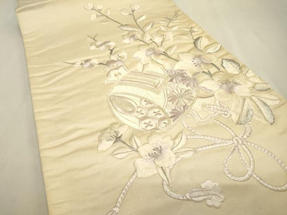 平和屋着物▼太鼓柄袋帯　駒刺繍　総刺繍　打ち出の小槌　正絹　逸品　DABF2223fe