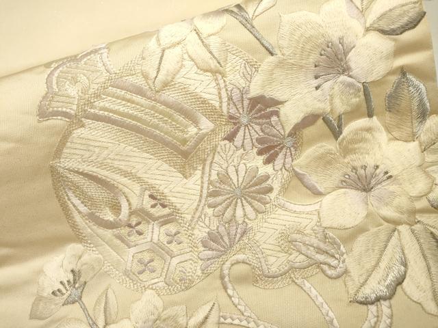 平和屋着物▼太鼓柄袋帯　駒刺繍　総刺繍　打ち出の小槌　正絹　逸品　DABF2223fe