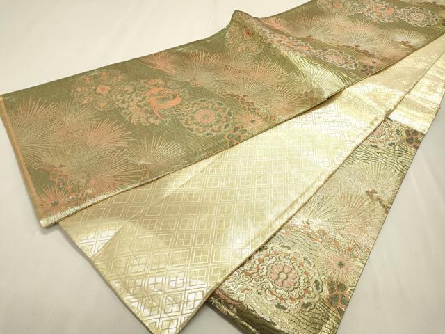 平和屋着物▼佐賀錦　六通柄袋帯　正倉院鳳凰松文　金糸　正絹　逸品　DABF2228fe