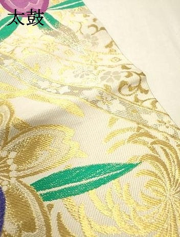 平和屋着物▼六通柄袋帯　舞桜　金糸　正絹　逸品　DABF2236fe