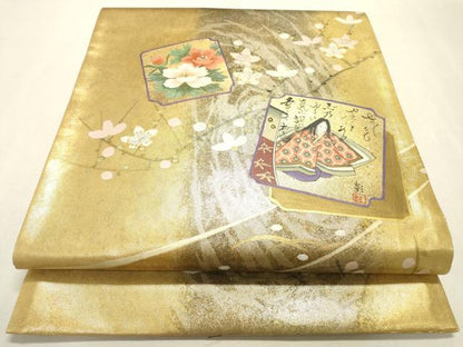 平和屋着物▼六通柄袋帯　作家物　手描き　女人文　金銀彩　引箔　正絹　逸品　DABF2250fe