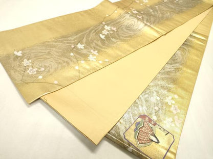 平和屋着物▼六通柄袋帯　作家物　手描き　女人文　金銀彩　引箔　正絹　逸品　DABF2250fe
