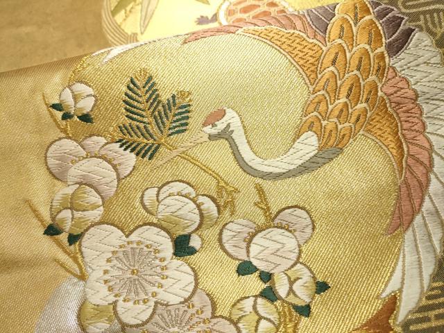 平和屋着物▼六通柄袋帯　唐織　松竹梅鶴亀文　金銀糸　引箔　正絹　逸品　DABF2251fe