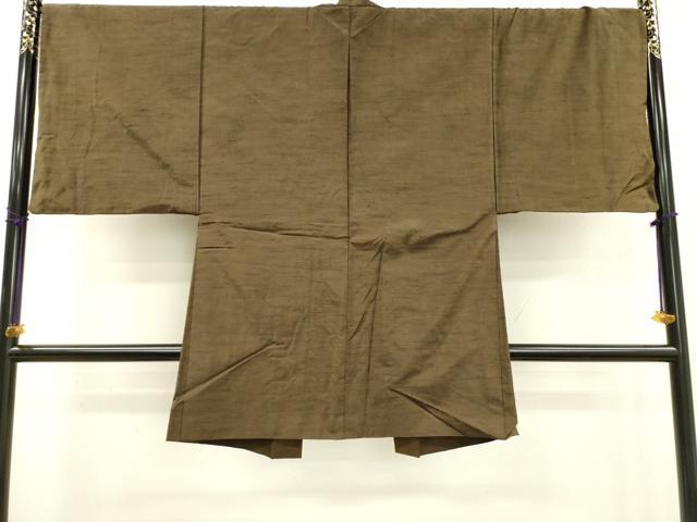 平和屋着物●男性　紬　アンサンブル　朽葉色　正絹　逸品　DABF2256fe