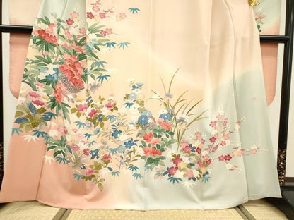 平和屋着物●豪華振袖　友禅　作家物　花鳥文　暈し染　正絹　逸品　DABF2257fe