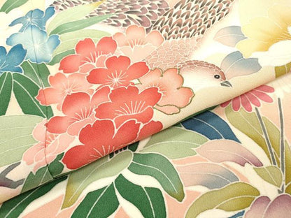 平和屋着物●豪華振袖　友禅　作家物　花鳥文　暈し染　正絹　逸品　DABF2257fe