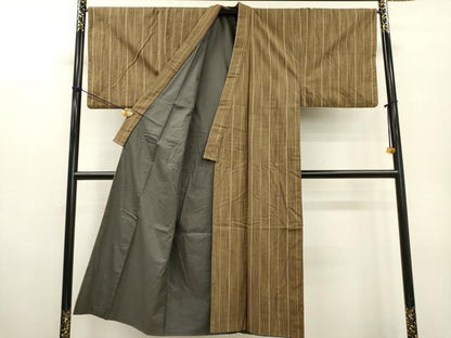 平和屋着物●男性　紬　間道　正絹　逸品　DABF2258fe