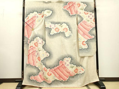 平和屋着物●名門　藤娘きぬたや・総絞り　振袖　道長花菱文　正絹　逸品　DABF2261fe