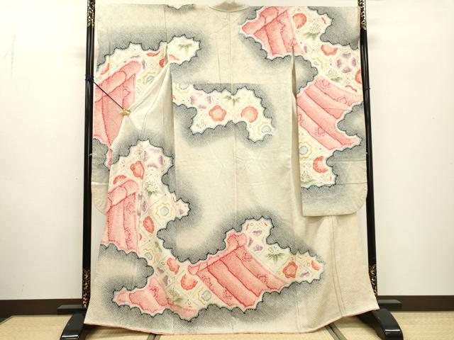 平和屋着物●名門　藤娘きぬたや・総絞り　振袖　道長花菱文　正絹　逸品　DABF2261fe
