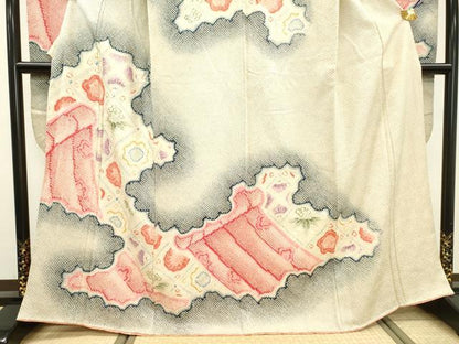 平和屋着物●名門　藤娘きぬたや・総絞り　振袖　道長花菱文　正絹　逸品　DABF2261fe