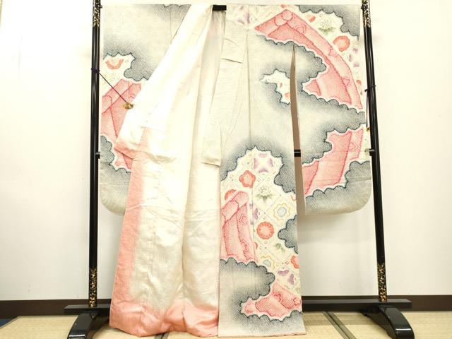 平和屋着物●名門　藤娘きぬたや・総絞り　振袖　道長花菱文　正絹　逸品　DABF2261fe