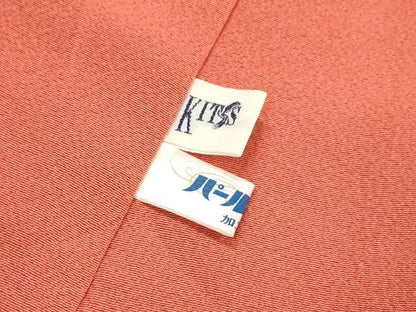 平和屋着物●ファッションデザイナー 花井幸子　色無地　銀朱色　ロング丈　正絹　逸品　DABF2264fe