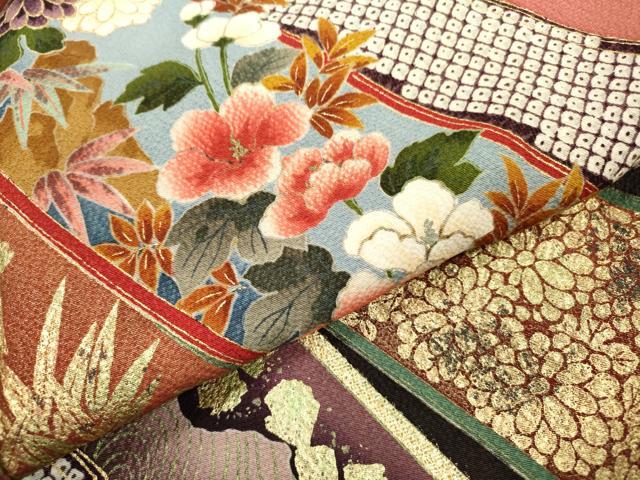 平和屋着物●豪華振袖　群れ鶴花車文　暈し染　金彩　正絹　逸品　DABF2265fe