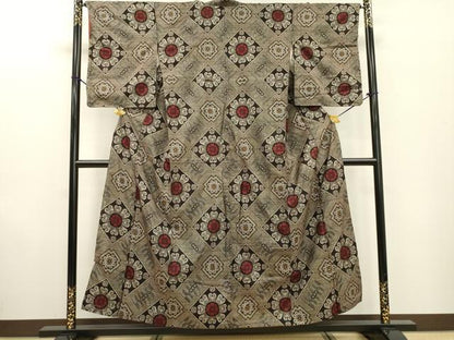 平和屋着物●本場大島紬　龍郷絣　7マルキ　花菱文　正絹　逸品　DABF2269fe