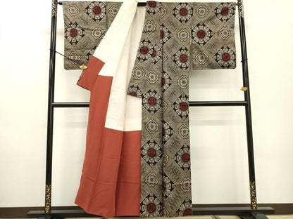 平和屋着物●本場大島紬　龍郷絣　7マルキ　花菱文　正絹　逸品　DABF2269fe