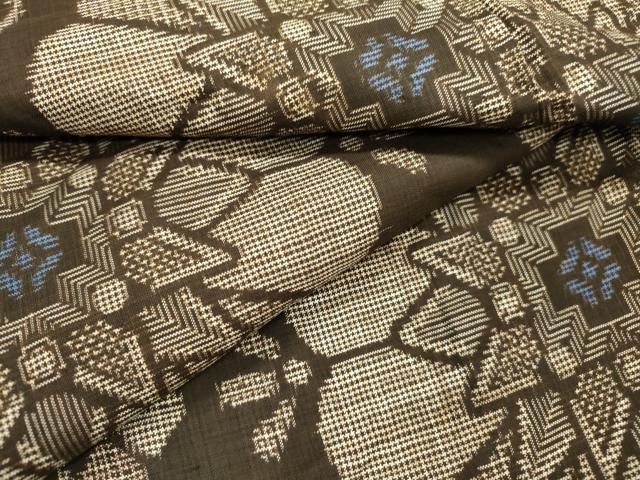 平和屋着物●本場大島紬　龍郷絣　7マルキ　花菱文　正絹　逸品　DABF2270fe